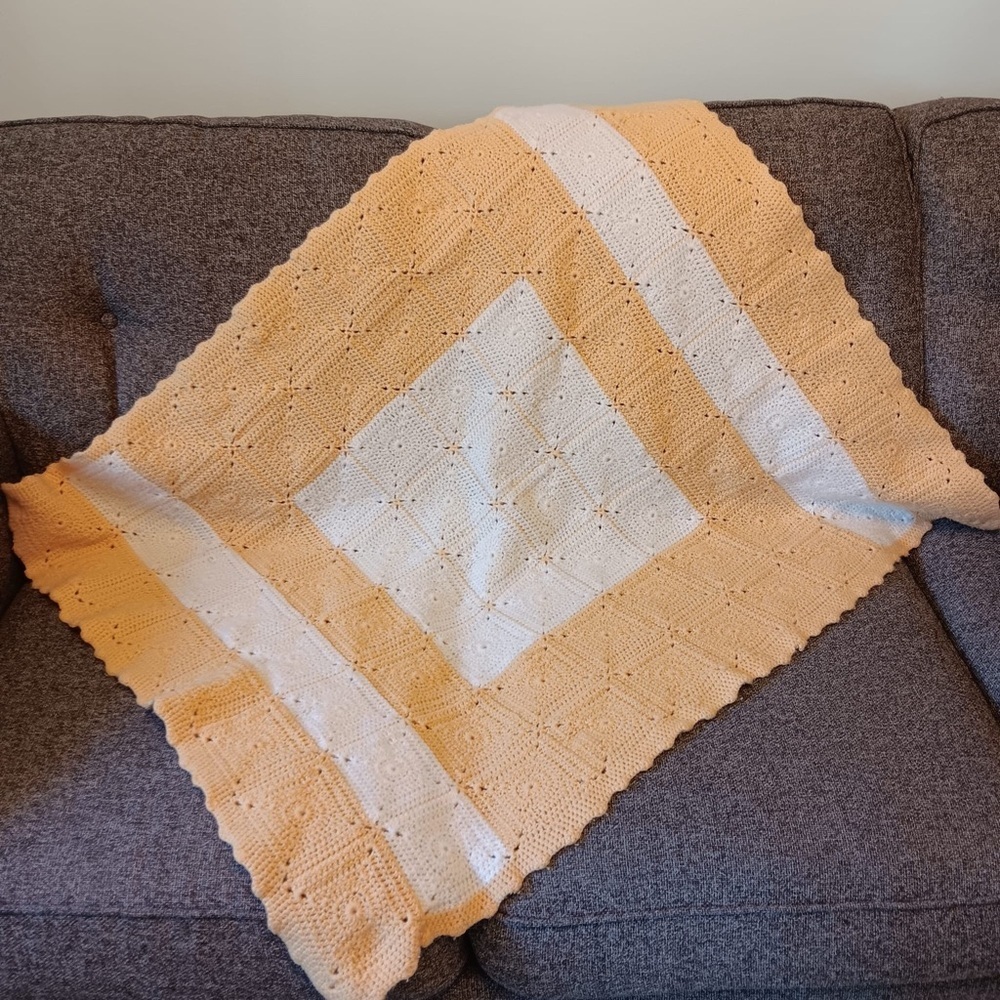 Vintage Handmade Crochet Throw Blanket